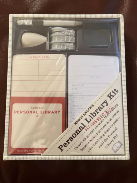 NEW Personal Library Kit by Knock Knock Date Stamp Checkout Cards And Pockets