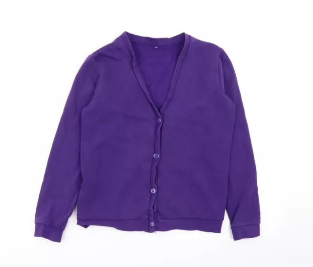 ASDA GEORGE GIRLS Purple V Neck Cotton Cardigan Jumper Size 10 11