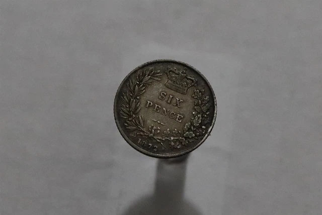 🧭 🇬🇧 Uk Gb 6 Pence 1872 Die Nr.28 Bull 3226 Sharp Details B59 #9719