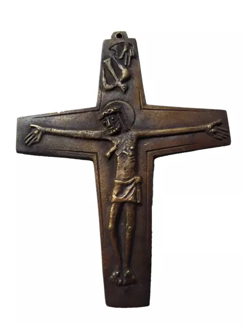 Kreuz mit Corpus - 10 x 13 cm - Kommunionkreuz - mit Aufhängung - Bronze