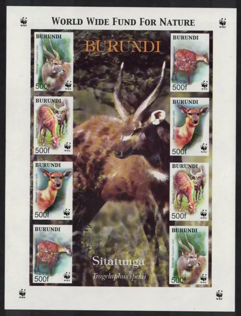 Burundi WWF Sitatunga Imperf Sheetlet of 2 sets 2004 MNH SG#MS1641a