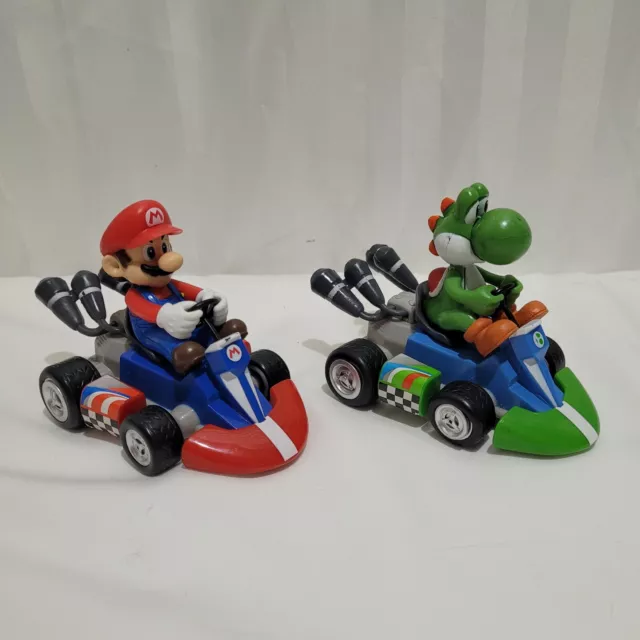 Super Mario Pullback And Go Cars Mario Kart Yoshi Car X 2 VGC Fully Working