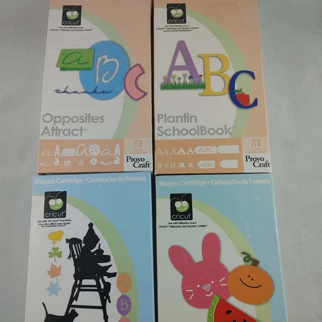 CRICUT FONT SHAPES Cartridge Plantin School Book Opposites Attract Lot
