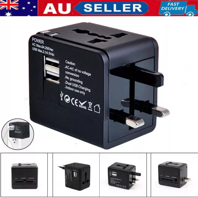 Universal 2 USB International Travel Adapter Power Plug Charger Converter Socket