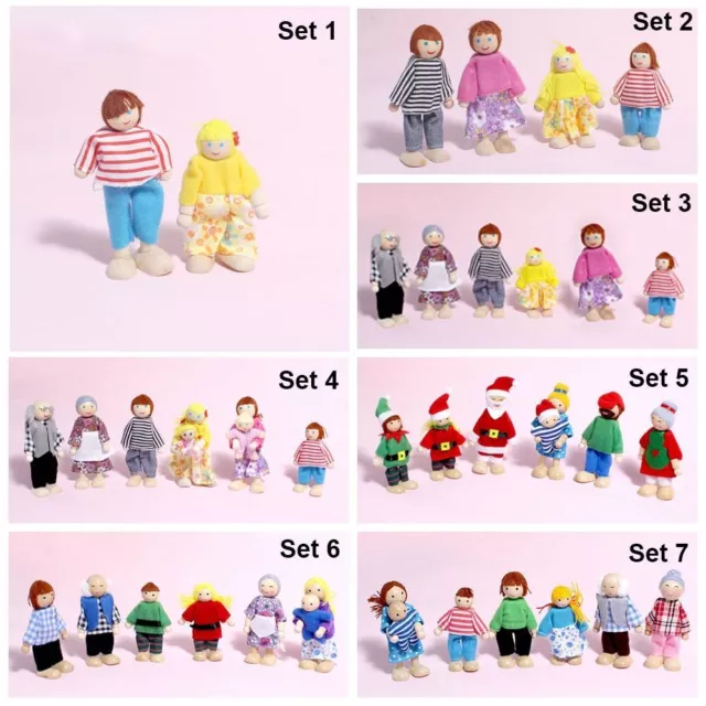 Playing House People Dolls Family Multicolor Wooden Doll  Dollhouse 2