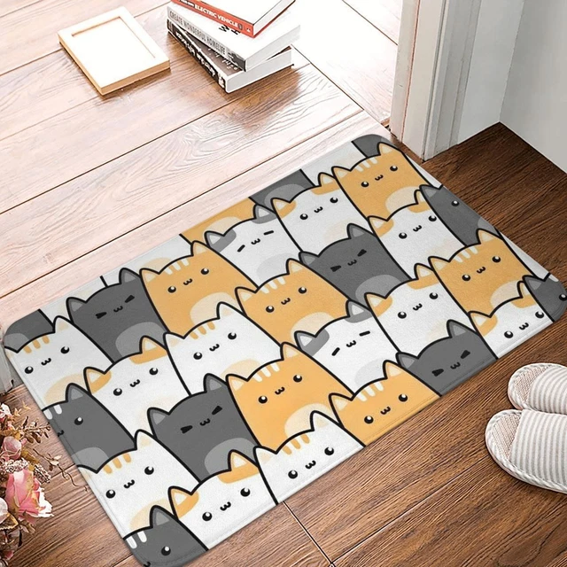 Bedroom Mat Cute Cat Kitten Cartoon Pattern Doormat Kitchen Carpet Entrance Door