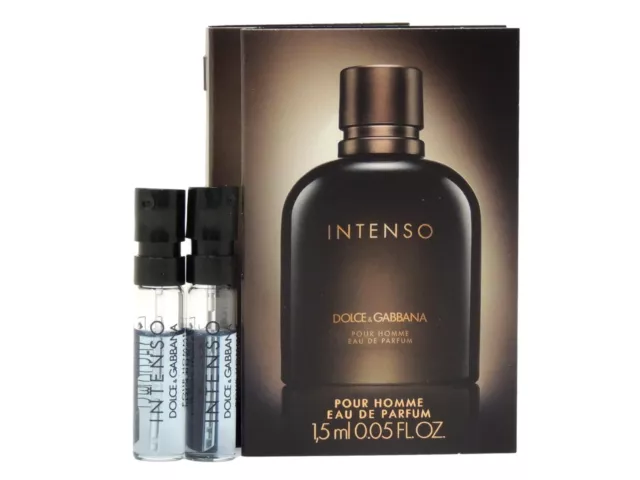 D&G DOLCE & GABBANA INTENSO POUR HOMME EDP 1.5ml .05oz x 2 COLOGNE SPRAY SAMPLES