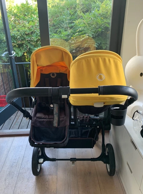 Bugaboo Donkey2 Duo FOAM WHEELS double twin pushchair yellow hoods