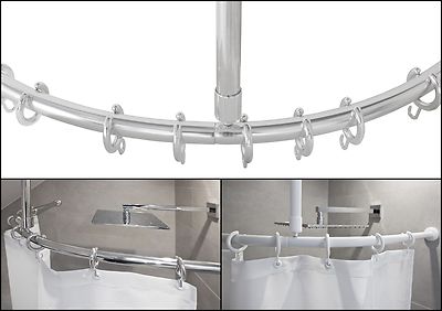 Asta per Tenda da Doccia Curva Bianca Diametro Tubo 27 mm 130 x 130 cm 