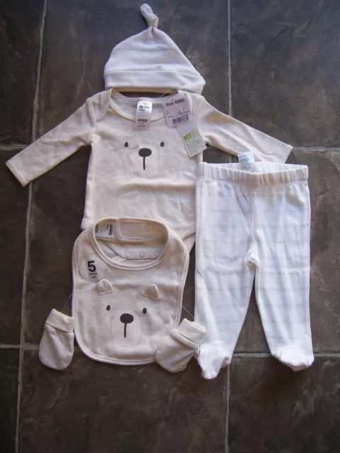 BNWT Baby Boy's Grey Bear Cotton Knit 5 Piece Set Size 0000