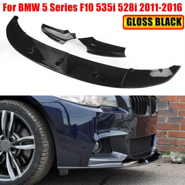 Black M Sport Front Bumper Spoiler Lip Splitter For BMW F10 5 Series 2011-2016