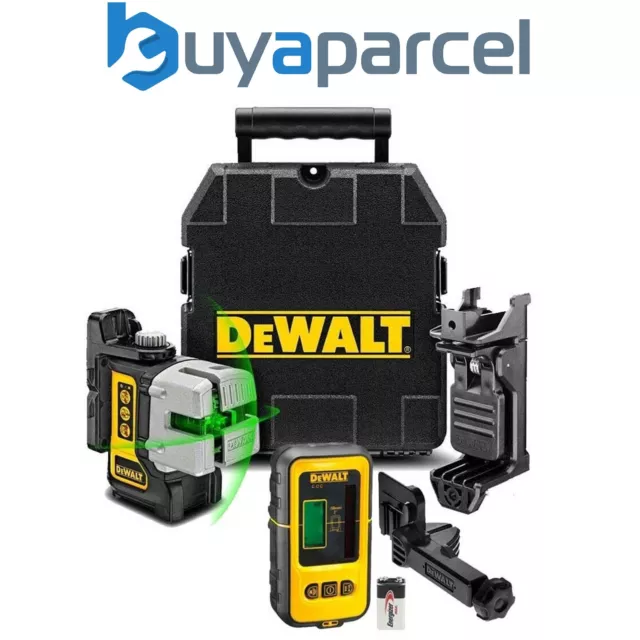 DeWalt DW089CG 3 Beam 3 Way Self Levelling Multi Line Green Laser + Detector