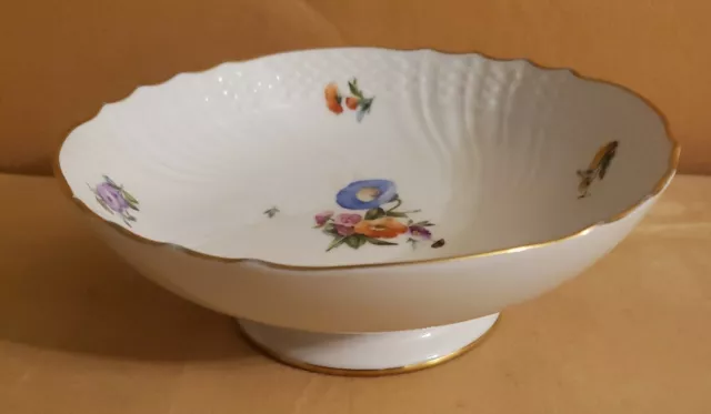 Royal Copenhagen Saxon Flower  Footed Bowl Dish Compote Hand-Painted Porcelain