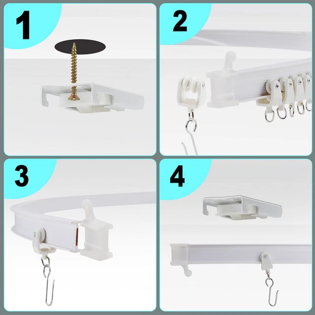 110 Ganci Per Tende Scorrevoli - In Plastica Bianca, 26 Mm, Per Binari, Facili Da Installare - Foto 6