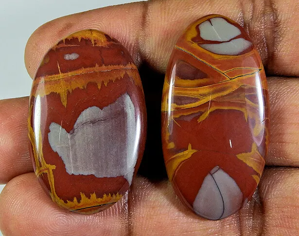 91Cts. Naturel Norina Jasper Ovale Cabochon Pierres Précieuses En Vrac 2...