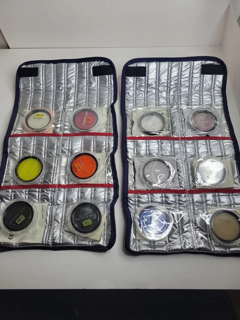 Lote de 9 lentes de filtro de 52 mm en estuches de transporte. Marumi