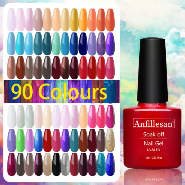 Anfillesan Gel Nail Polish Soak off UV LED Colour Gel Lacquer Nail Varnish 10ml