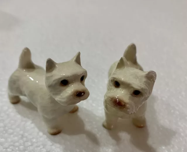 Pair of Vtg Hagen-Renaker Miniature Ceramic Dog Figurines West Highland Terrier