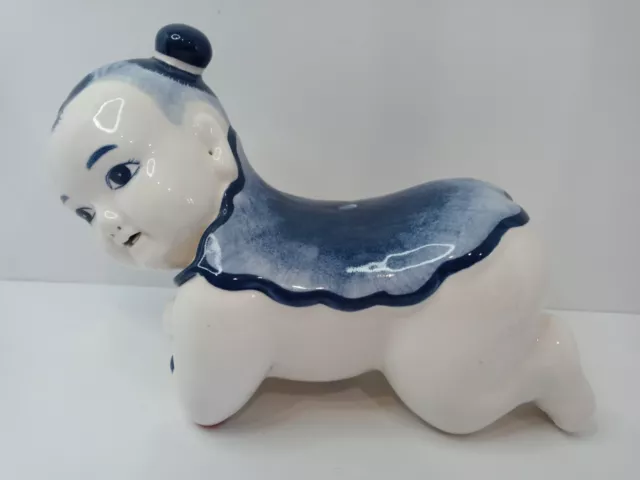 Vintage Chinese Hand Painted Blue& White Male Figure Porcelain Pillow/Head Rest