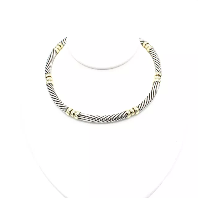 David Yurman Two-Toned 14k Gold Sterling Silver Cable Choker Necklace #S865-1