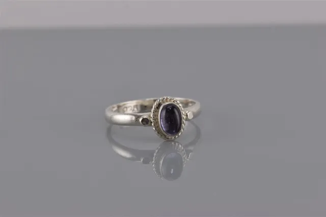 Sterling Silver Oval Purple Amethyst Solitaire Cable Trim Band Ring 925 Sz: 6