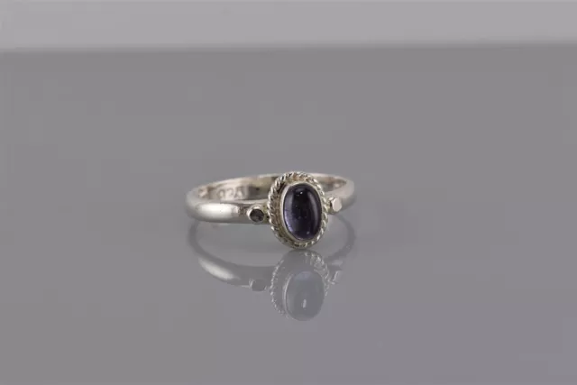 Sterling Silver Oval Purple Amethyst Solitaire Cable Trim Band Ring 925 Sz: 6