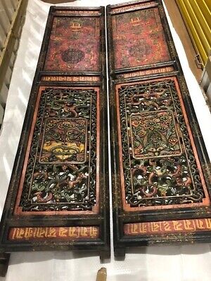 Pair of Antique Tibetan Door Panels C1890. Original Carving.  3