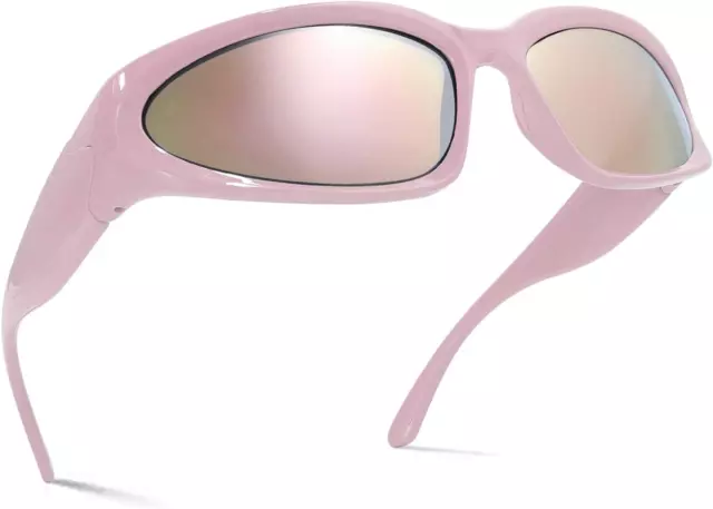Y2K Wrap around Sunglasses Sports Futuristic Oval Glasses for Women Men 2023 ...