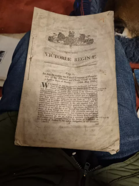 Ellesmere & Chester Canal 1846, An Act To Enable Proprieters To Raise Money