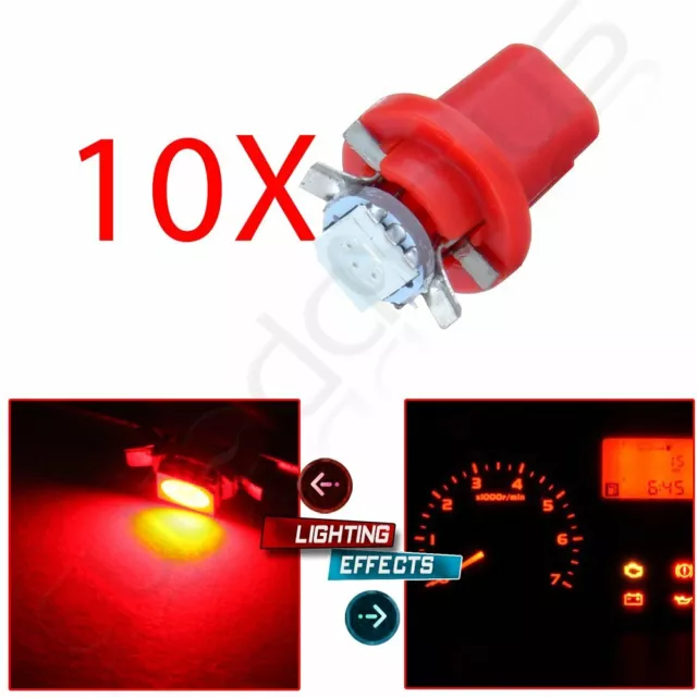 10X  B8.5D Instrument Cluster Guage Speedometer Red LED Bulbs Light For BMW E30