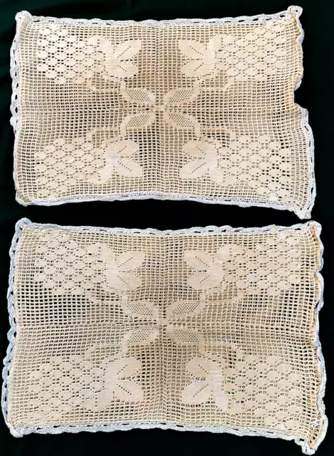 2 pcs - 12" x 19" - Off White (Cream) Crochet Pillow Covers (Grapes)