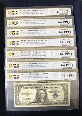 1957 $1 Silver Certificate Star Note Fr. 1619* PCGS GRADED CHOICE UNC 64 PPQ
