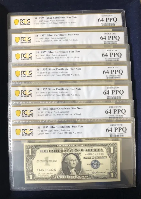 1957 $1 Silver Certificate Star Note Fr. 1619* PCGS GRADED CHOICE UNC 64 PPQ