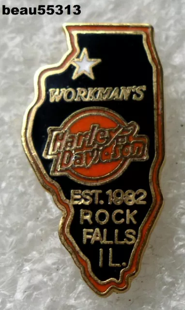 ⭐Workmans Rock Falls Illinois Harley Davidson Dealer Vest Jacket Pin