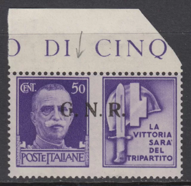 ITALY RSI (Social ) Sassone n.24 War Propaganda VR MNH** cv 60$  R^