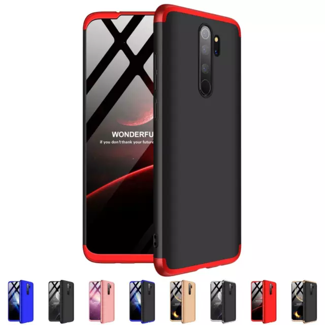 Handyhülle für Xiaomi Redmi Note 8 Pro 360 Grad Bumper Case Displayschutz Glas