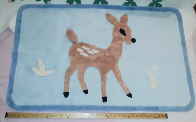 Vintage Rug BAMBI 100% Cotton Hooked BABY Nursery Decor