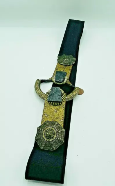 Vintage Brutalist Style Melt Belt Stretch Band 40" Long. Black Brass Metal