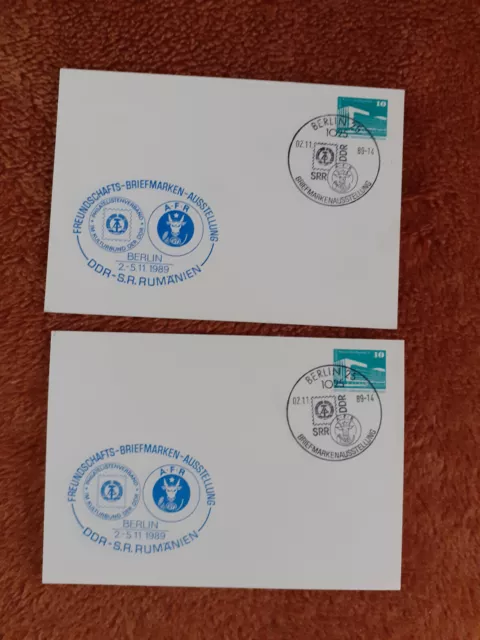 FDC -  Romania - Expozitia Filatelica Berlin 1989 - DDR -Romania