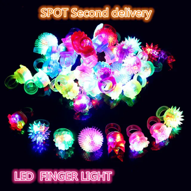 12 Pcs Flashing Rings Jelly Led Bumpy Rubber Ring Party Favors Light Up Rings
