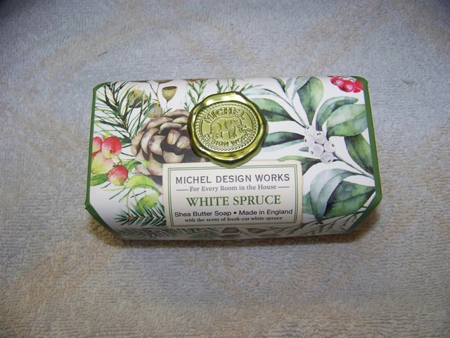 Michel Design Works Large 8.7 Oz Bar Soap Made In England White Spruce Scent New