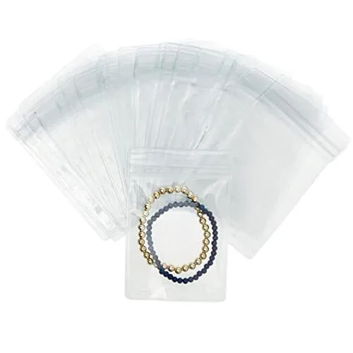 100 Pack Clear Plastic Bags for Jewelry, Earrings, Necklaces, Mini Resealable Ba