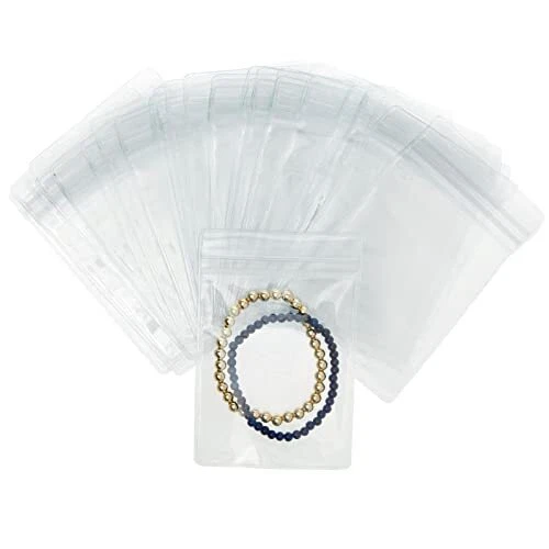 100 Pack Clear Plastic Bags for Jewelry, Earrings, Necklaces, Mini Resealable Ba