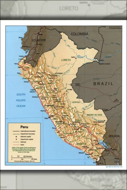 Poster, Many Sizes; Cia Map Of Peru 1991