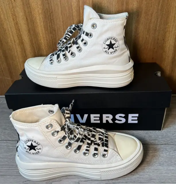 Converse Chuck Taylor All Star Move Platform White Women's Hi Top Zebra UK 3.5