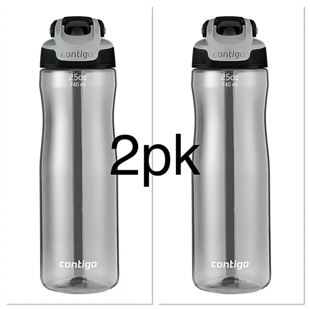 Contigo AutoSpout Fit 25oz Earl Grey 2PK HardSide LeakProof Black Lid Straw Loop
