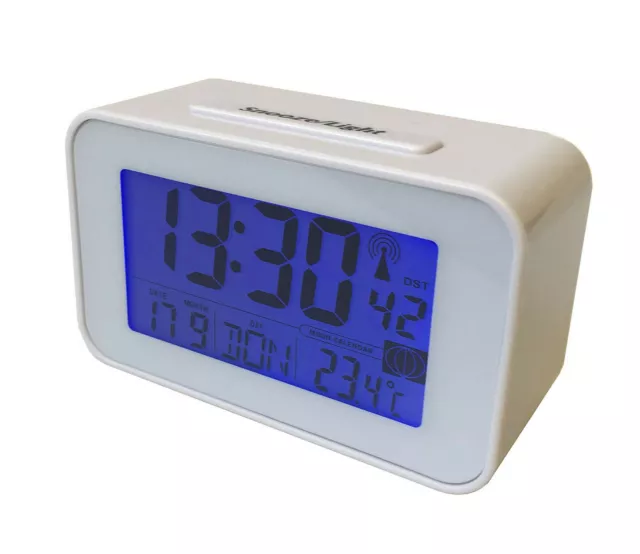 Radio Reloj Con Termómetro Despertador de Mesa Mesilla (SN4491 en Blanco)