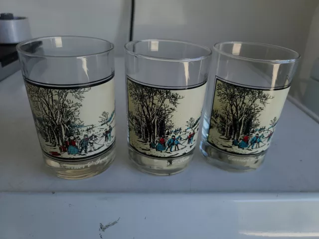 Vintage Arby's Currier And Ives Collector's Glasses Set Of 3