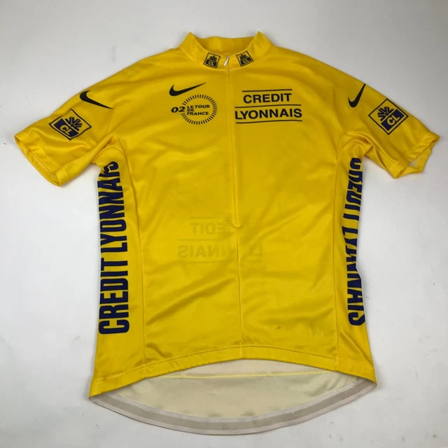 VINTAGE Tour De France Cycle Jersey Size Large L Yellow Shirt Adult Nike Italy