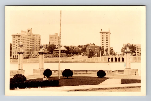 Lakeland FL-Florida RPPC, View Lake Mirror, Real Photo c1936 Vintage Postcard